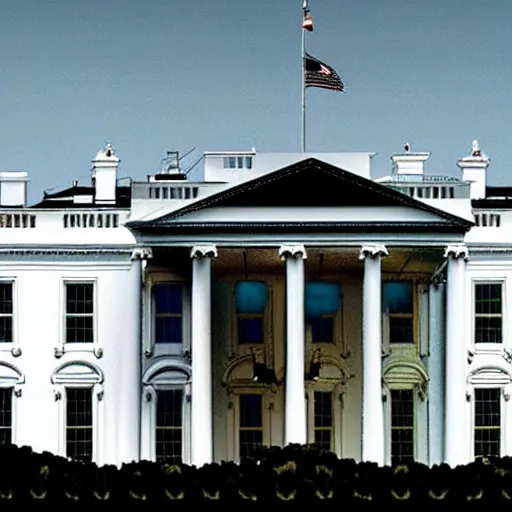 Image similar to white house in the style of the movie 1 9 8 4 designed by h. r. giger