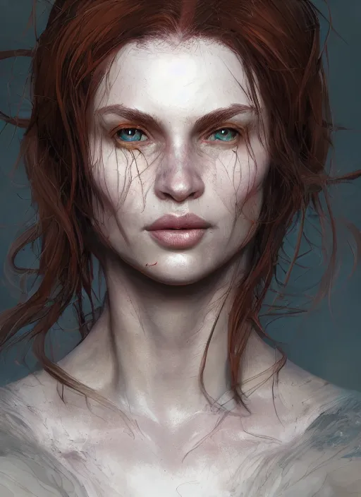 Image similar to arcane portrait, au naturel, hyper detailed, digital art, trending in artstation, cinematic lighting, studio quality, smooth render, unreal engine 5 rendered, octane rendered, art style by klimt and nixeu and ian sprigger and wlop and krenz cushart.