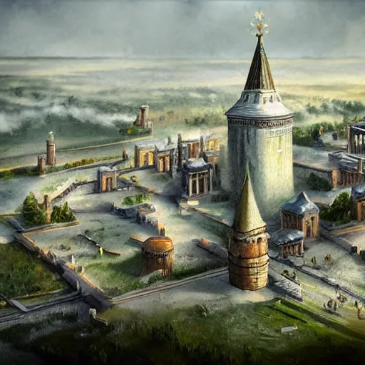 Image similar to photo fantastic ancient Russian city of Kitezh, concept art,