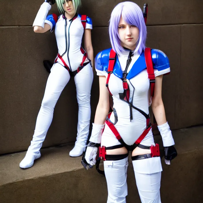 Image similar to tifa lockheart in rei ayanami plugsuit cosplay