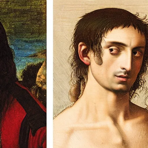 Image similar to A Renaissance portrait painting of Playboi Carti by Giovanni Bellini and Leonardo da Vinci. Playboi Carti