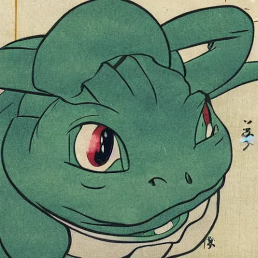 Image similar to Beautiful Ukiyo-e painting of a bulbasaur