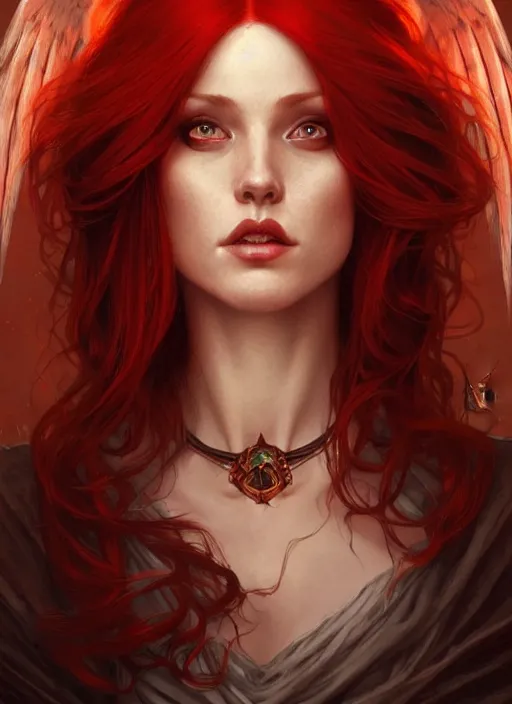 a beautiful red haired woman as the angel of death, | Stable Diffusion ...