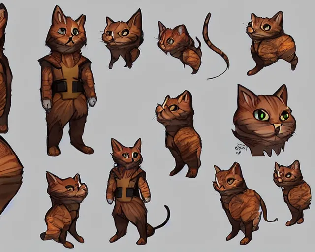 Prompt: king cat character reference sheet, trending on artstation, indie games, digital art