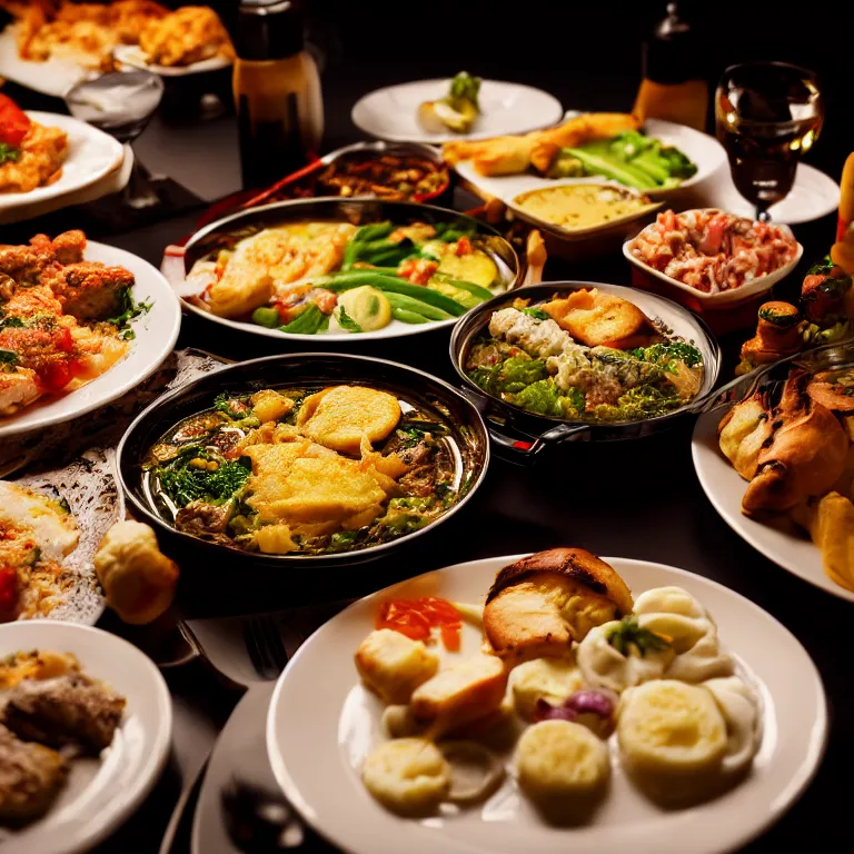 Prompt: close - up focused dslr photograph of an bosnian dinner, 8 k, high detail, volumetric lighting, hyperrealism, aesthetically pleasing, studio lighting, trending