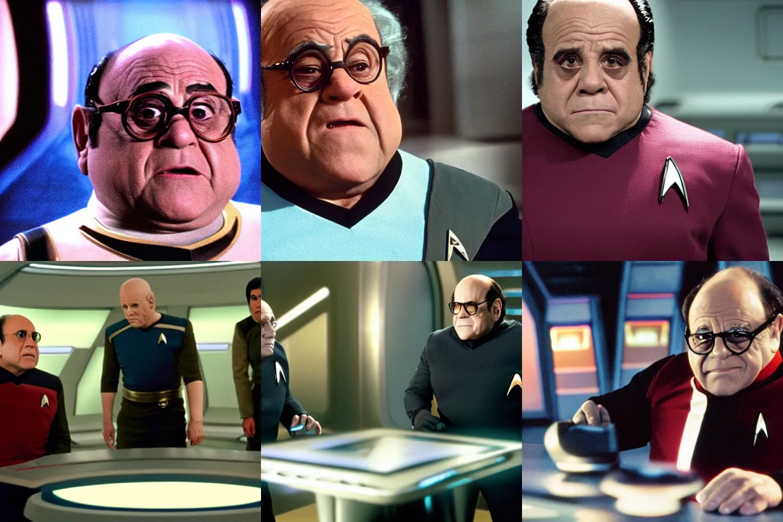 Prompt: stills shot from Star Trek 2, Danny Devito as Kahn