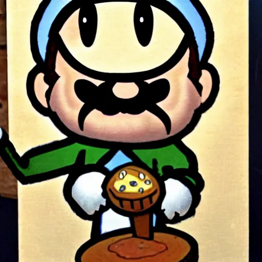 Image similar to luigi eating a muffin