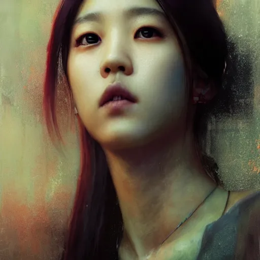 Image similar to jisoo of blackpink, hyperrealistic portrait, bladerunner street, art of elysium by jeremy mann and alphonse mucha, fantasy art, photo realistic, dynamic lighting, artstation, poster, volumetric lighting, very detailed face, 8 k, award winning