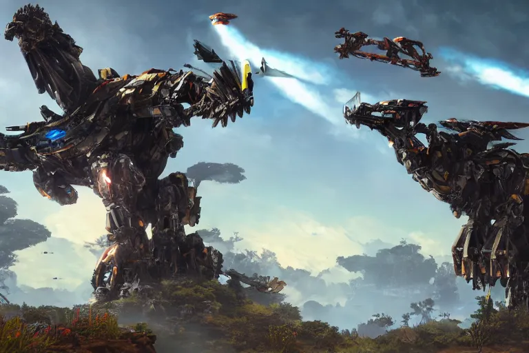 Image similar to glinthawk machine mecha animal beast robot of horizon forbidden west horizon zero dawn bioluminiscence global illumination ray tracing hdr fanart arstation by sung choi and eric pfeiffer and gabriel garza and casper konefal