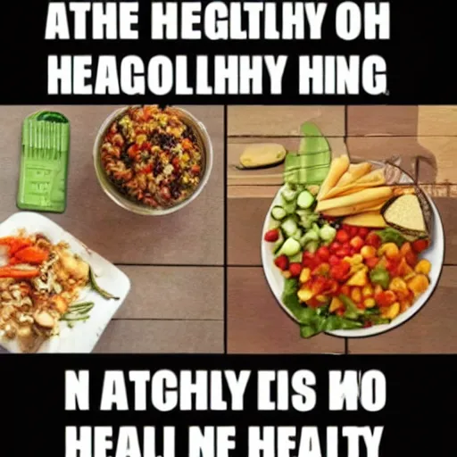 Prompt: viral meme about eating healthy