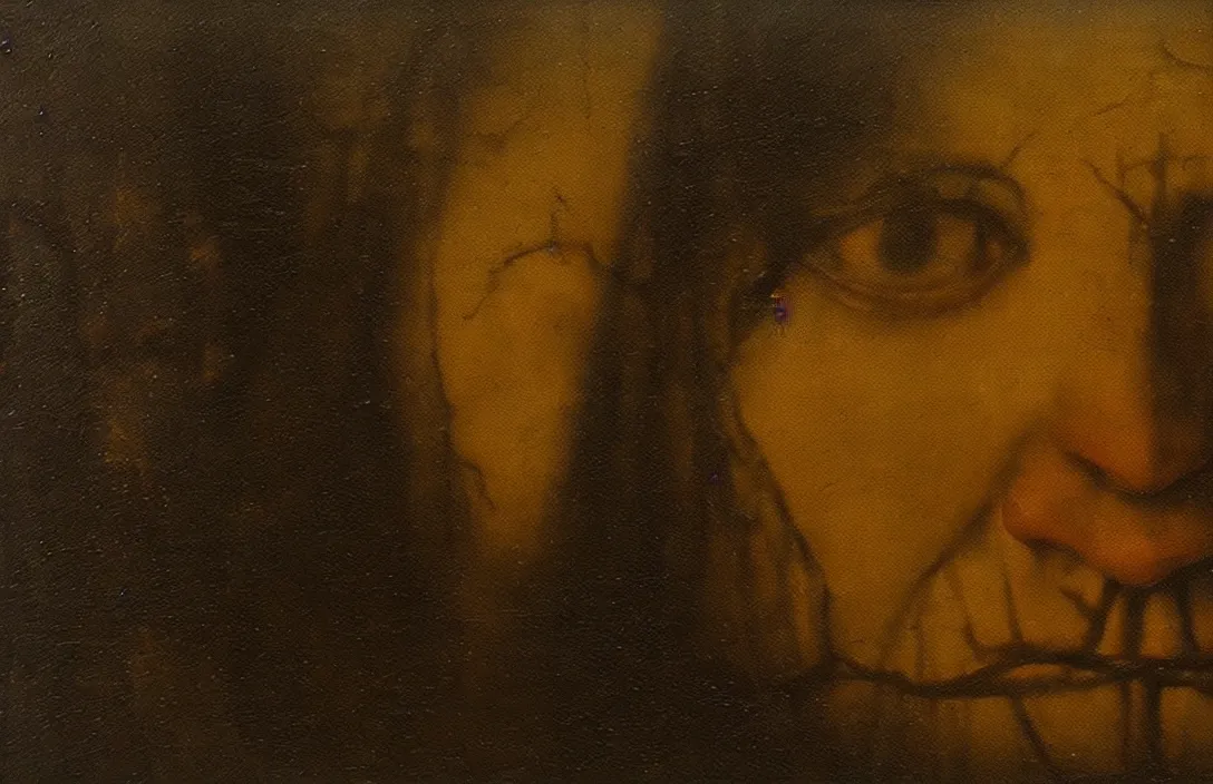 Prompt: embellishments intact flawless ambrotype from 4 k criterion collection remastered cinematography gory horror film, ominous lighting, evil theme wow photo realistic postprocessing the brush strokes merge imperceptibly applied his knowledge of mathematics in his paintings mindscape jan van der heyden