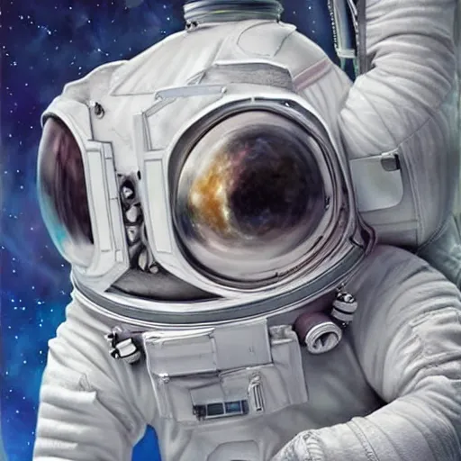 Prompt: hyper real, ultra detailed portrait of a tardigrade dressed as an astronaut