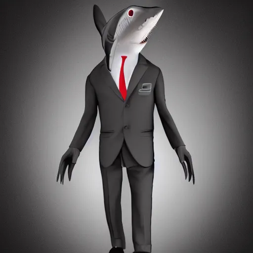 Image similar to Highly detailed and realistic Human Shark with a suit and tie