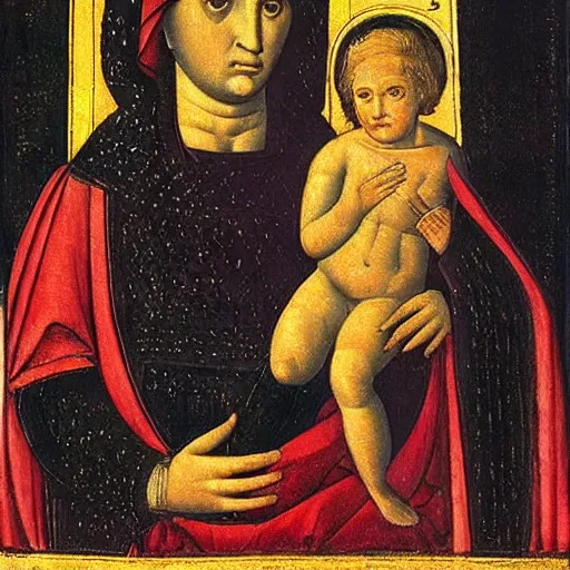 Image similar to benjamin netanyahu as crevole madonna by duccio