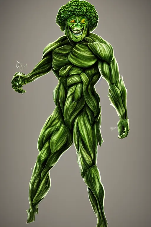 Image similar to ripped broccoli man, full body, human figure, highly detailed, digital art, sharp focus, trending on art station