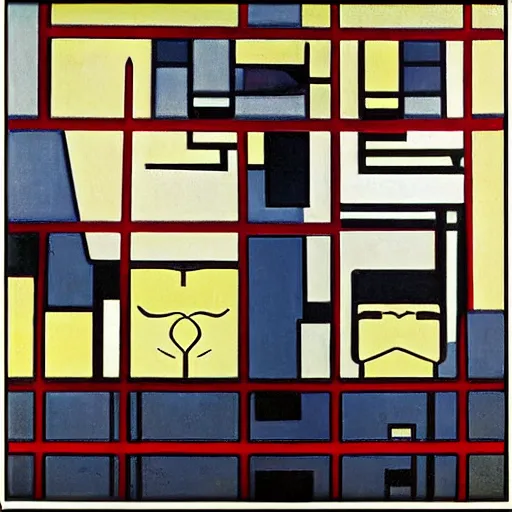 Image similar to cyborgs by piet mondrian