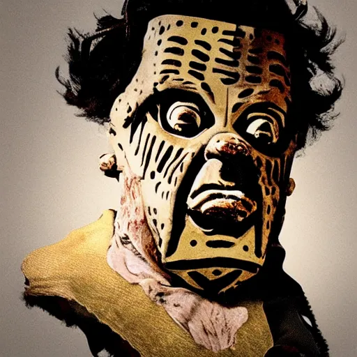 Prompt: portrait of a realistic image of leatherface