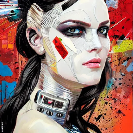 Image similar to portrait of a female android, by Sandra Chevrier and DC comics