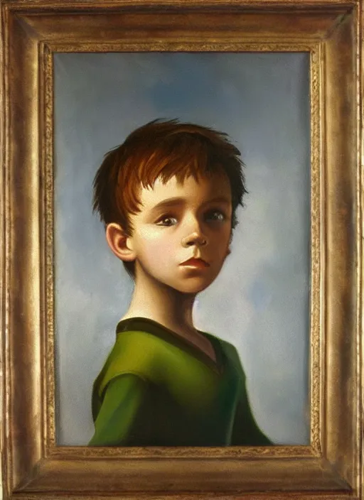 Prompt: oil painting portrait of peter pan by da vinci