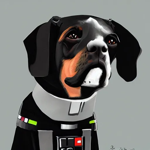 Prompt: cinematic portrait of dog vader, concept art, artstation