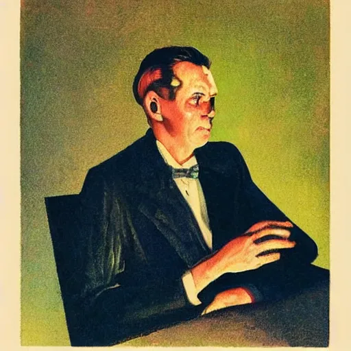 Image similar to “James Macvoy portrait, color vintage magazine illustration 1950”