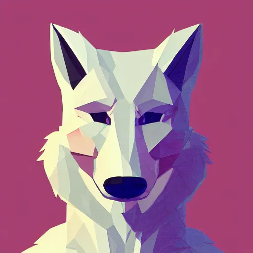 Prompt: aesthetic albino fox fursona portrait, commission of a anthropomorphic lion on fire, fursona wearing stylish clothes, winter armosphere, pastel simple art, low poly