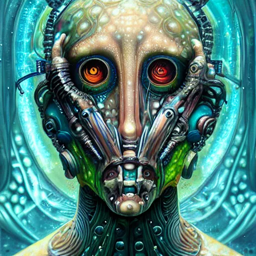 Image similar to underwater cosmic fractal biopunk giger portrait, pixar style, by tristan eaton stanley artgerm and tom bagshaw.