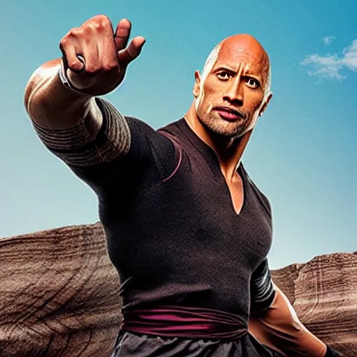 Image similar to Dwayne Johnson as Kung Fu master