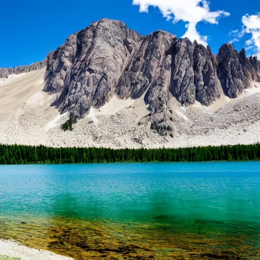 Prompt: a beautiful lake with mountains in the background