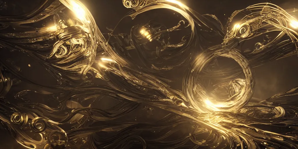 Image similar to swirling abstract cyborg parts and bio - mechanical tendrils and ornate flowing smoke streams and liquid light streaks surround a small metallic sphere, cinematic, unreal engine