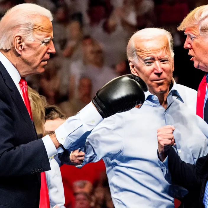 Image similar to joe biden and donald trump boxing match, detailed sharp photo