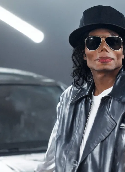 Image similar to film still of michael jackson as eazy e in the movie straight outta compton, full-shot, 4k