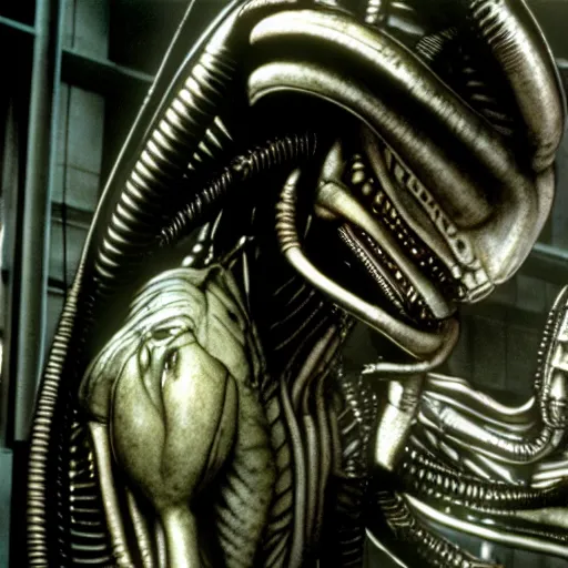 Prompt: film still of saul goodman as ripley in alien, by giger, detailed