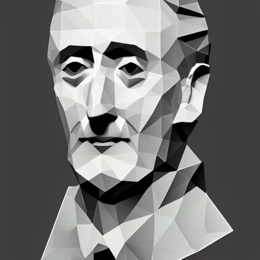 Image similar to low poly mesh model of Marcel Duchamp, vector