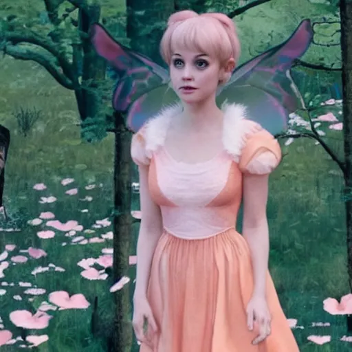 Image similar to Peach as a pixie dream girl in an A24 film aesthetic!!!