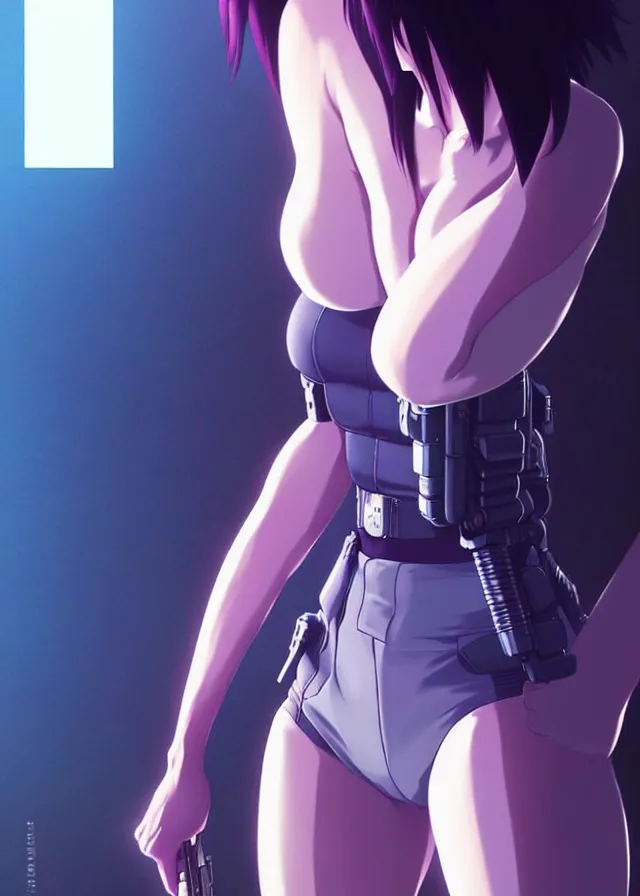 Image similar to a fullbody portrait of motoko kusanagi ghost in the shell, finely detailed features : : gits sac twenty forty five netflix : : by ilya kuvshinov, rossdraws, artgerm, sola digital arts, production ig, anti aliasing, raytracing : :