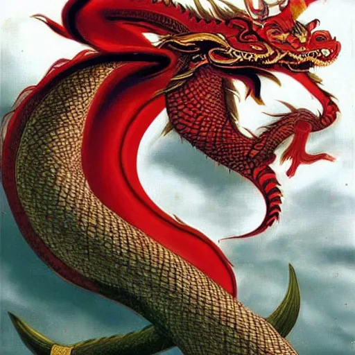 Image similar to The Oriental or Asian dragon varies widely in its appearance. Some Oriental dragons have four legs and two wings, while others have no legs or wings but can still fly. You can easily identify the Oriental dragon by the glorious mane that flows from their head across their back. Oriental dragons also have horns that look like antlers extending from the side of their noses. Mushu from Mulan is an Oriental dragon, as is Haku from Spirited Away.