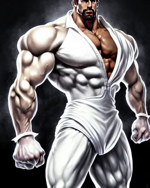 Prompt: gigachad luigi bodybuilder fighting like street fighter in a white suit, fantasy character portrait, ultra realistic, anime key visual, full body concept art, intricate details, highly detailed by greg rutkowski, ilya kuvshinov, gaston bussiere, craig mullins, simon bisley