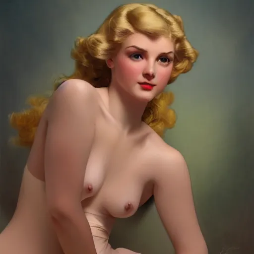Prompt: photo of a young woman who has been blessed by God with every-increasing beauty, intelligence, and virtue, photoshoot, real life skin, sharp focus, blonde hair, elegant, by Gil Elvgren and Greg Rutkowski and Alphonse Mucha, 8K