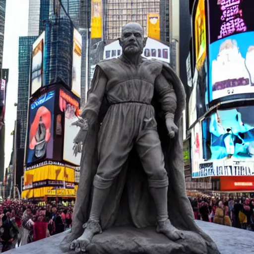 Image similar to super detailed renaissance sculpture of walter white by michelangelo, standing in times square, 3 d render, hyper detailed, sharp focus, 8 k resolution