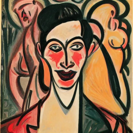 Prompt: Cecily Brown, Ernst Kirchner, portrait of a demon