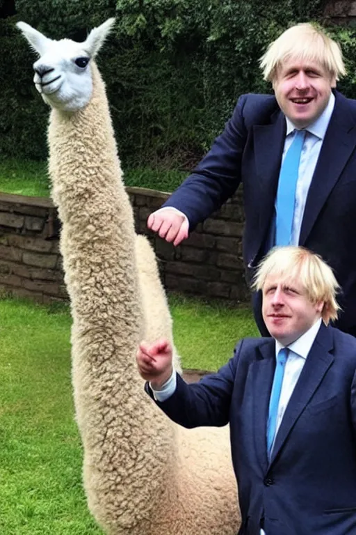 Image similar to A llama with the features of Boris Johnson