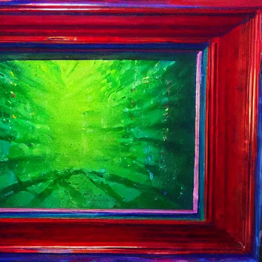 Prompt: a prism shining green and red, fantasy painting