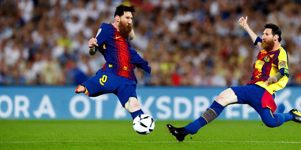 Image similar to messi kicking the planet earth for a goal