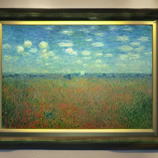 Image similar to a framed painting of a monet hellish landscape