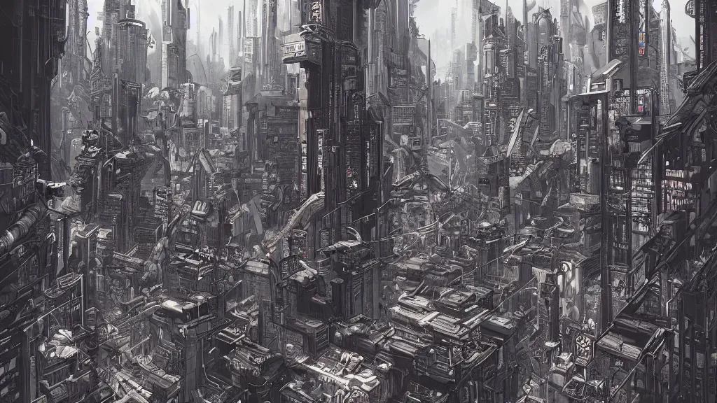 Image similar to a war in cyberpunk city, trending on artstation, hyper realistic, extremely higly detailed, line drawing, sketching, art by sung choi