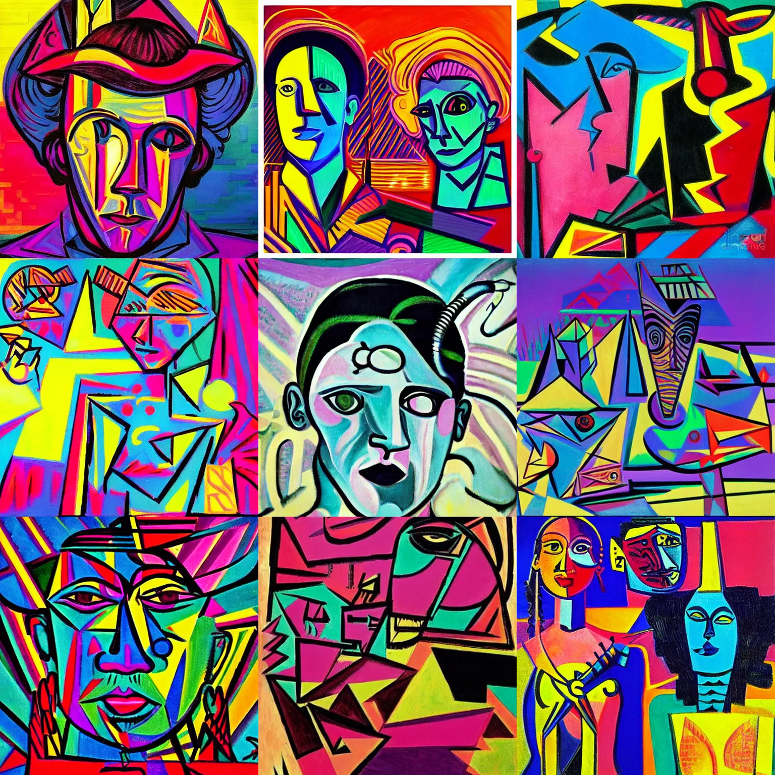 Prompt: Synthwave art by Pablo Picasso