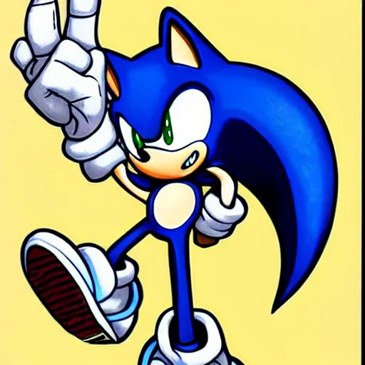 Image similar to Sonic the Hedgehog drawn by Yoji Shinkawa,