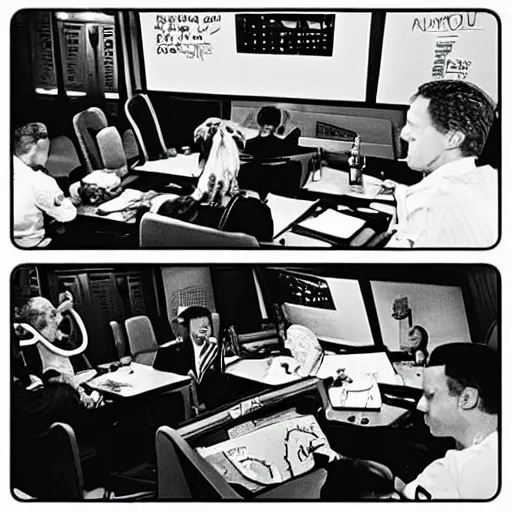 Image similar to “SpongeBob in the situation room”