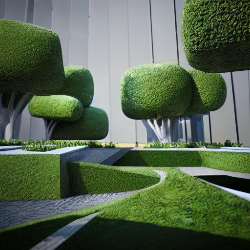 Image similar to : futureustic sculpture garden architectural plans hyper - realistic, detailed, render by c 4 d octane, unreal engine, 8 k 3 d render ray traceing